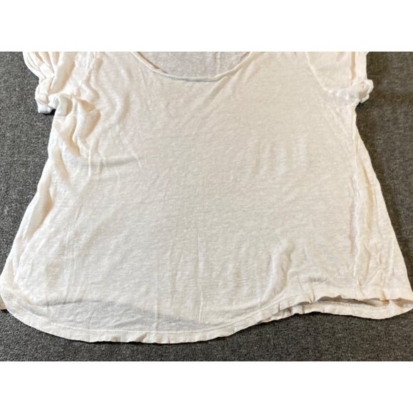 J Jill Linen White T Shirt Tee Top Rolled SS Women No Size Tag - Picture 6 of 10